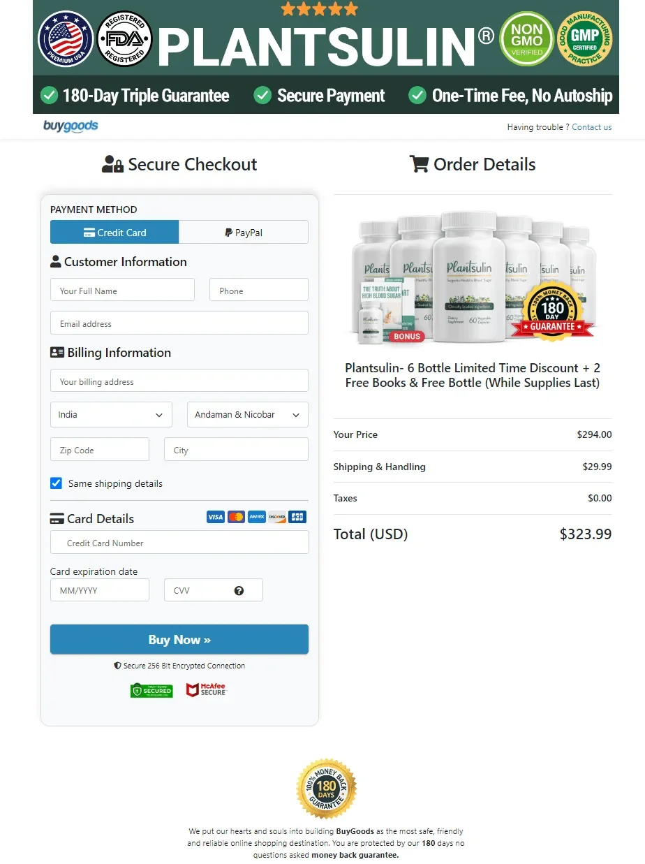 Plantsulin Secure Order Form